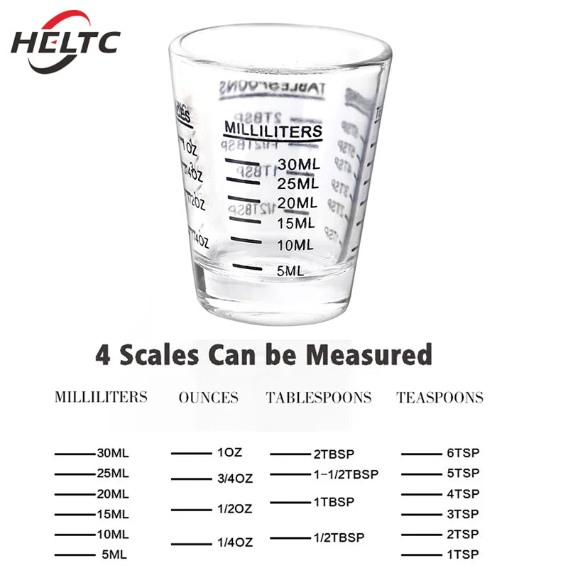 30ML Glass Measuring Cup with Scale – Shot Glass Measuring Cup for Baking, Kitchen, and Bar Use