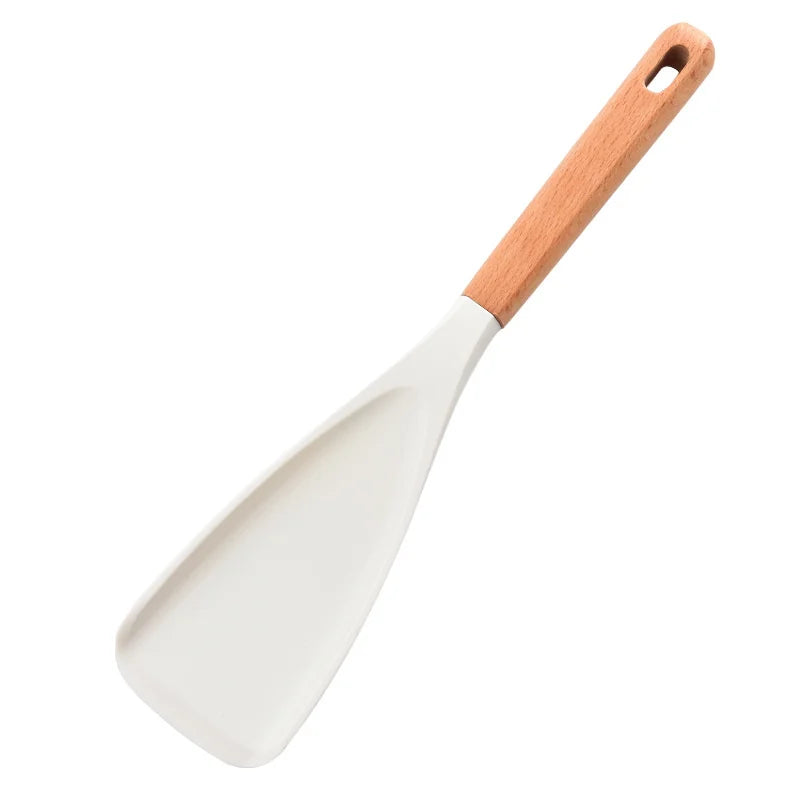 Silicone Spatula Cooking Spoon with Wooden Handle – Multi-Function Non-Stick Spoon for Baking, Cooking, and Mixing