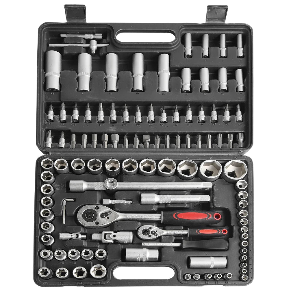 108-Piece Ratchet Socket Wrench Set, Car Repair Tool Kit with Spanner, Screwdriver Bits and Storage Case