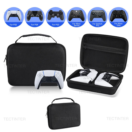 Dual Controller Carrying Case for PS5, PS4, PS3, and Xbox Controllers with Shockproof Travel Pouch and PS5 Slim Dust Proof Filter Cover, Protective Storage Accessories Set