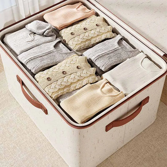 Zippered Storage Box with Lid – Large Capacity Foldable Clothing Organizer for Bedroom & Wardrobe
