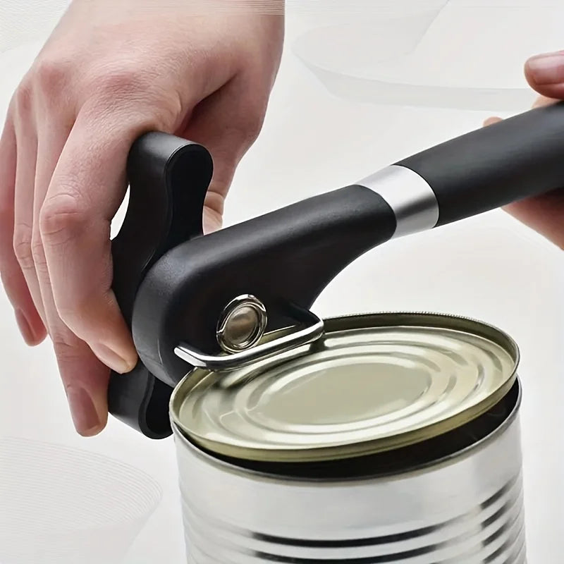 Plastic Hand-Actuated Can Opener – Safety Side-Cut Manual Can Opener with Easy Grip Handle