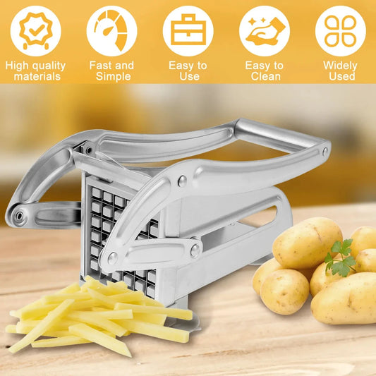 Stainless Steel Manual Potato Cutter, French Fries & Chips Slicer, Vertical Meat Chopper & Dicer Cutting Tool