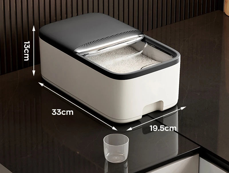 10KG Rice Storage Box with Lid, Large Capacity Moisture-Proof & Insect-Proof Grain Storage Container, Sealed Plastic Rice Bin for Kitchen Cabinet