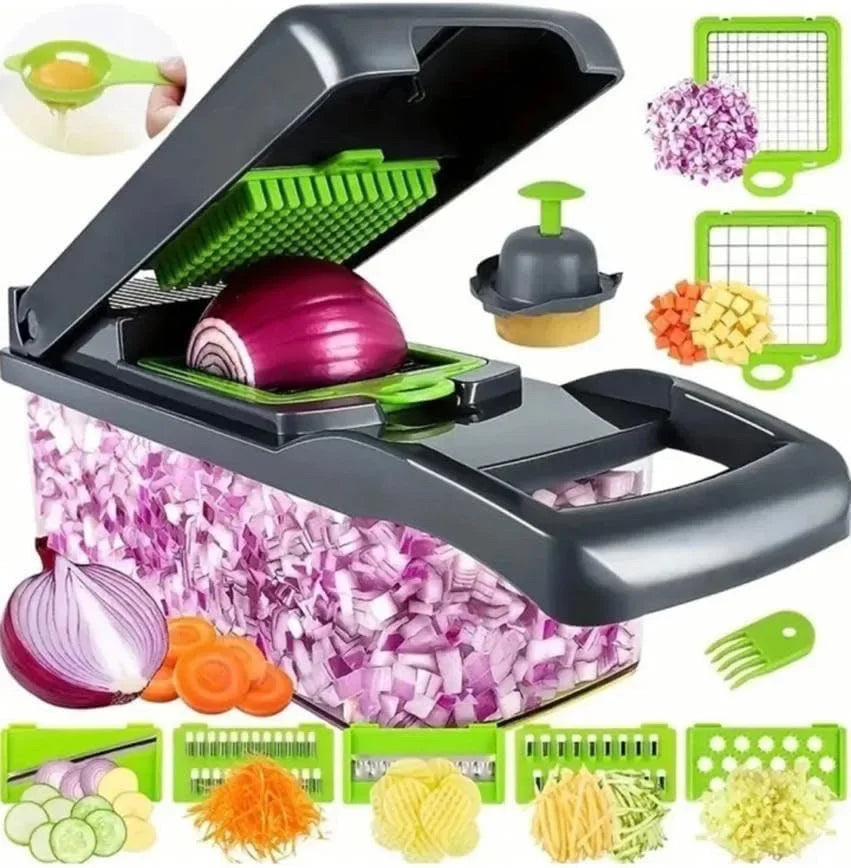 Multifunctional Vegetable Chopper with Handle, Food Grater, Slicer & Dicer for Kitchen Prep