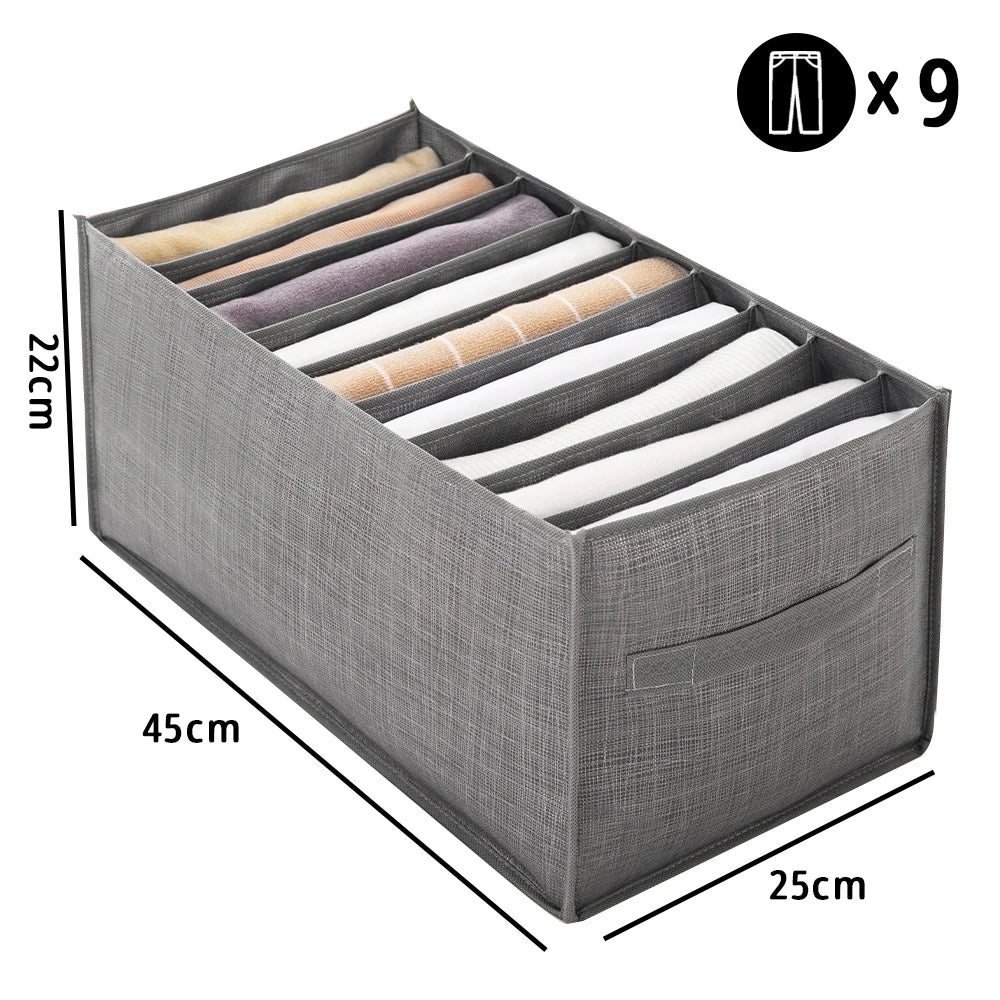 Foldable Clothes Organizer with Handles – Jeans Storage Box for Closet Drawer & Wardrobe Organization