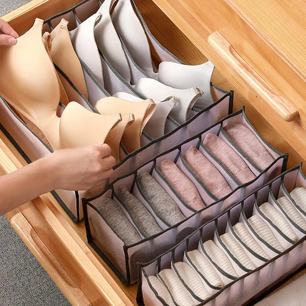 Closet Drawer Organizer Box – Foldable Socks, Underwear & Bra Storage with 7/9/11 Grids
