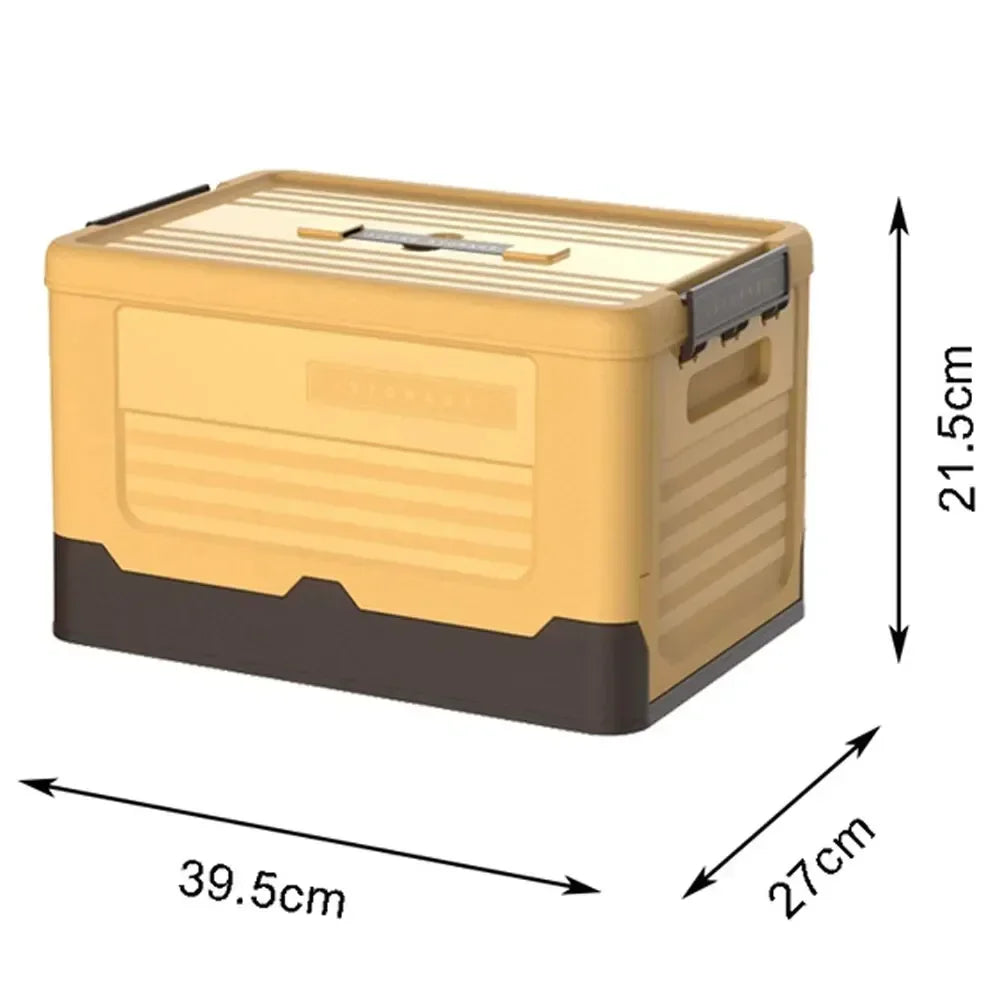 Foldable Plastic Storage Box with Lid, Large Capacity Multifunctional Organizer for Home Goods & Space-Saving Storage