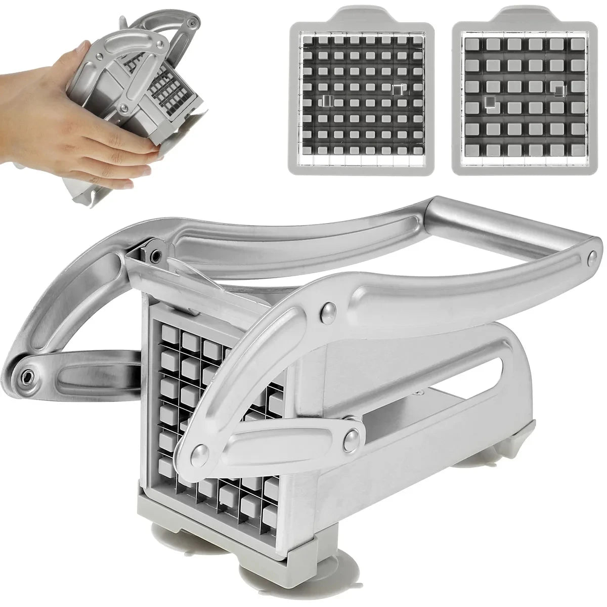 Stainless Steel Manual Potato Cutter, French Fries & Chips Slicer, Vertical Meat Chopper & Dicer Cutting Tool
