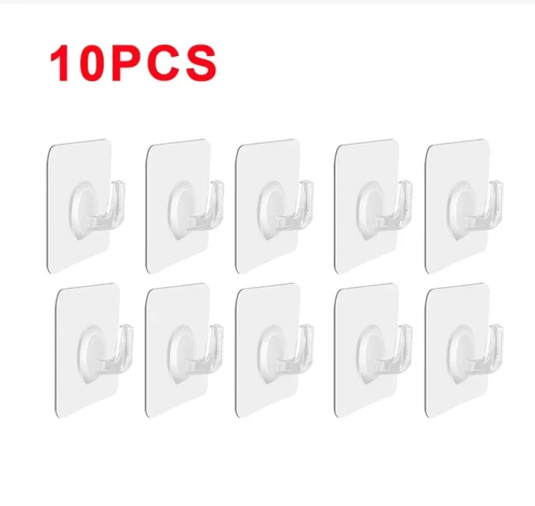 Self-Adhesive Wall Hooks, Transparent Heavy Duty Sticky Hooks for Kitchen, Bathroom, Door & Closet, Towel and Key Hook Set