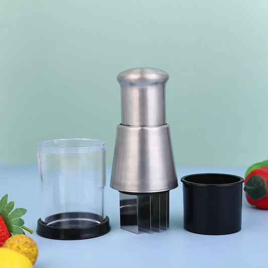 Stainless Steel Manual Hand Chopper – Mini Garlic Chopper Vegetable Slicer Mincer Crusher for Garlic, Ginger, Herbs, and Nuts