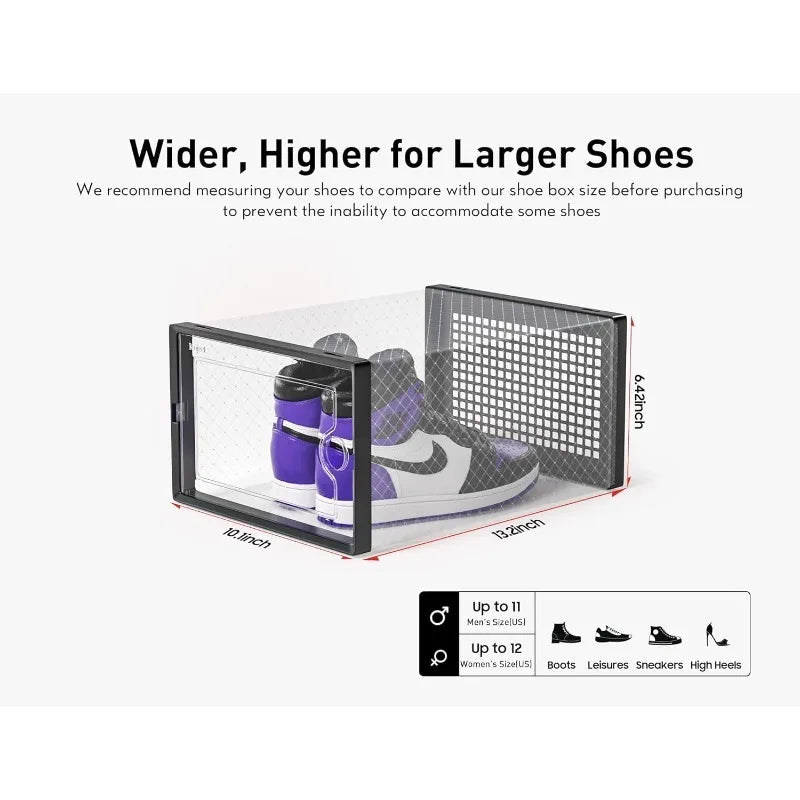 Clear Stackable Shoe Storage Boxes, Large Sneaker Organizer Containers, Shoe Rack Alternative