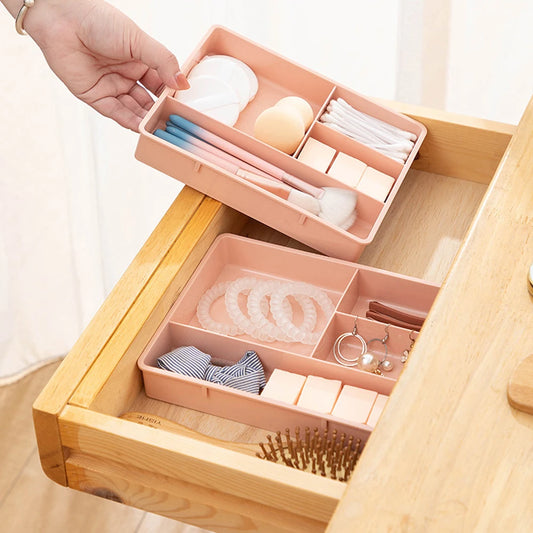 Stackable Desk Drawer Organizer – Multi-Cell Storage Tray for Jewelry, Makeup & Office Supplies