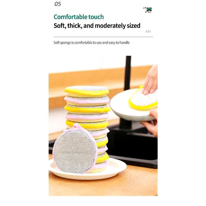 Dishwashing Sponge Reusable Washable – Double-Sided Magic Sponge for Kitchen Cleaning