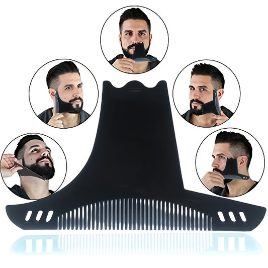 Six-in-One Beard Styling Template Comb for Precision Shaping and Edging, Suitable for Perfectly Arranging and Sealing Beard Lines in the Chin/Forehead/Neck, Symmetrical/Curve/Step Cutting Compatible with Any Electric Trimmer