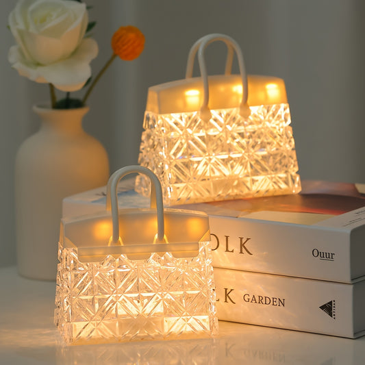 Crystal Transparent Small Bag Night Light Lamp, Table Lamp, Bedroom Bedside Lamp, Nightstand LED Lamp, Romantic Petals, Mood Lighting Perfect for Home Decor, Bathroom Decor, Room Decor, Kitchen Decor, Outdoor Decor, House War