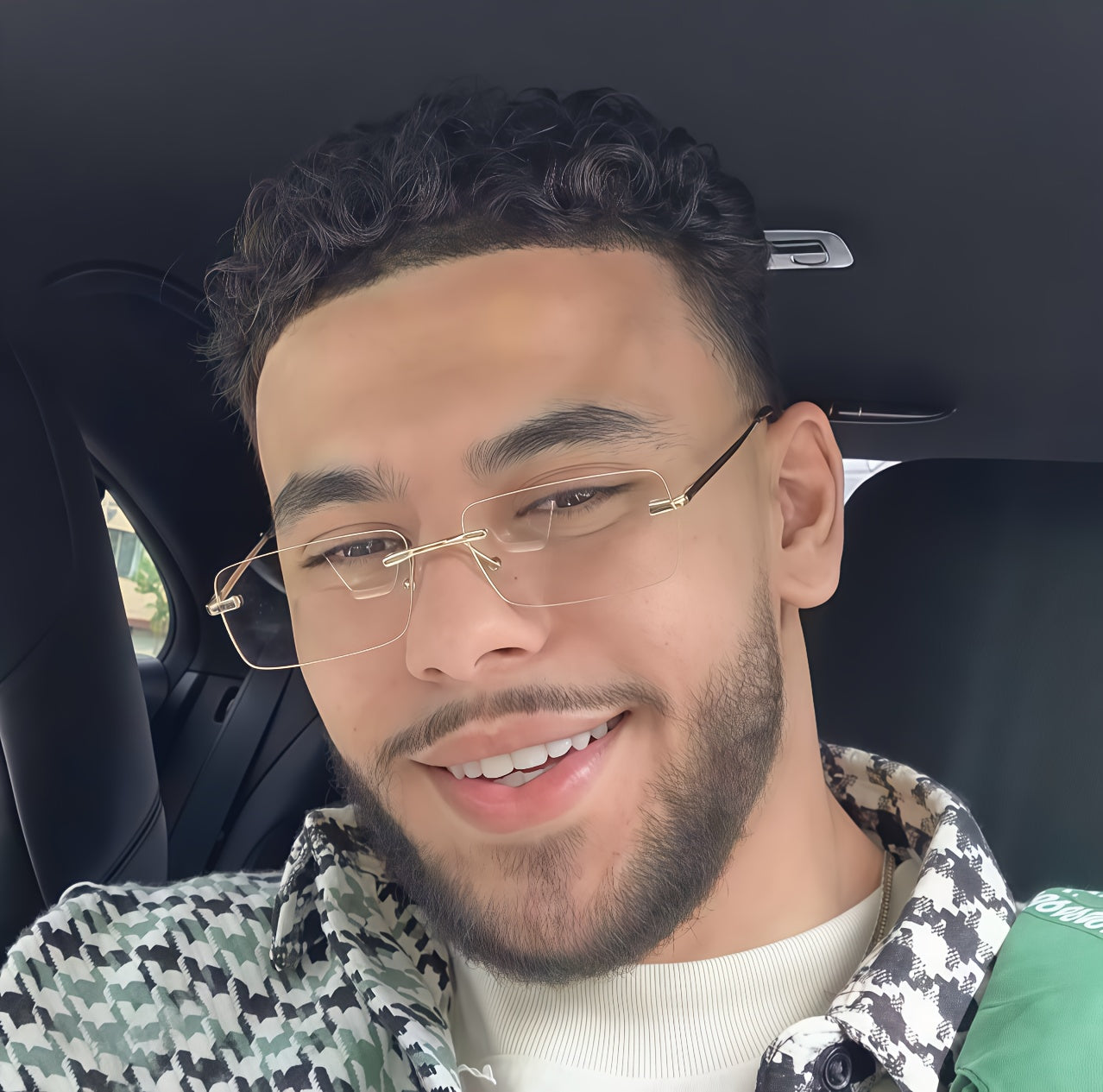 1 Pair of Men's Frameless Metal Glasses - Elegant Golden-Toned Frames, Transparent PC Lenses, Stylish and Lightweight for Daily Use, Commuting Home Wear