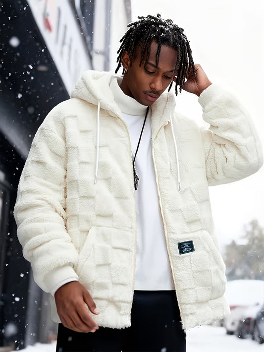 Men'S Hooded Warm Long Sleeve | Comfortable Casual Jacket with Zipper Closure, Suitable for Fall/Winter, Solid Color with Pockets