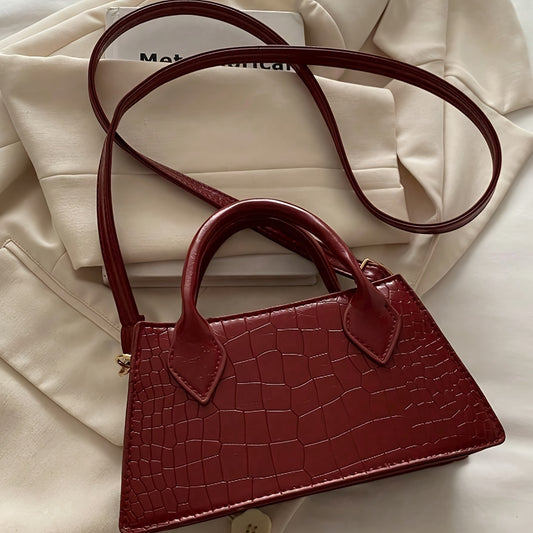 Wo Burgundy Red Handbag - Elegant Small & Bag with Golden-Tone Hardware, Adjustable Strap & Zipper Closure, Golden-Tone Hardware, Wipeable Casual Purse for, Travel, Everyday (No Maintenance)