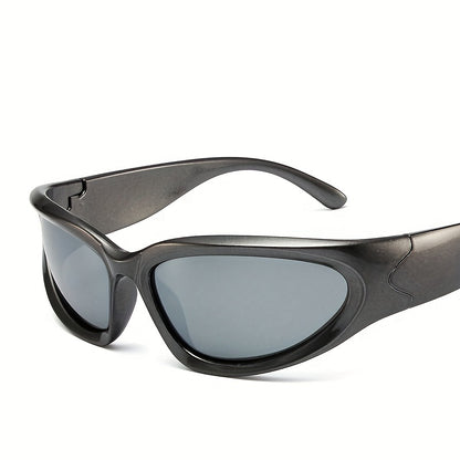 Classic Punk Women Steampunk Oval Wrap Around Mirrored Cycling Eyewear fashion glasses