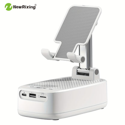 NewRixing 6W Wireless Speaker with Phone Holder, TWS Dual Pairing, 1800mAh Battery, Hands-Free Calling, Portable Power Bank, 6-Hour Playtime, Hi-Fi Sound Quality, Loud Stereo & Deep Bass, USB-C Charging, Indoor/Outdoor Use, A