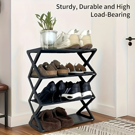 4-Tier Heavy-Duty Shoe Rack - Stainless Steel Load-Bearing Steel Pipes, Space-Saving, Easy to Assemble, Durable Design | Suitable for Entryways and Bedrooms | Modern and Stylish Appearance | Multi-Layer Sneaker Storage with P