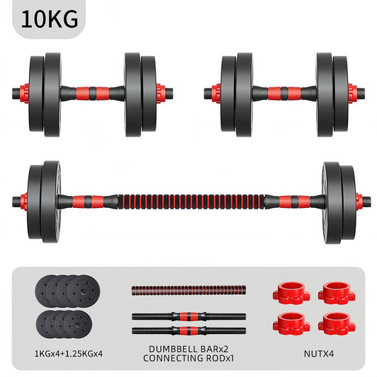 Adjustable Dumbbell Set - 2-in-1, 10 kg, 15 kg, 20 kg, 30 kg, 40 kg - Non-Slip Straight Barbell with Coated Weight Plates and Dumbbells