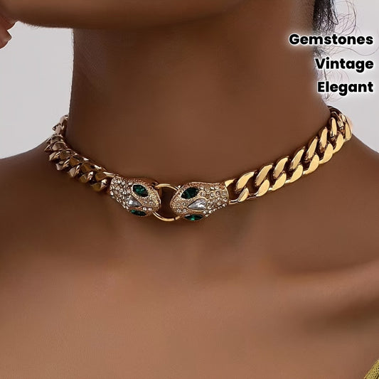 Fashionable Light Luxury Snake Chain Necklace, High-End Design, Hip-Hop Cool Style, Unique Women's Necklace