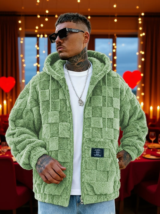 Men'S Hooded Warm Long Sleeve | Comfortable Casual Jacket with Zipper Closure, Suitable for Fall/Winter, Solid Color with Pockets