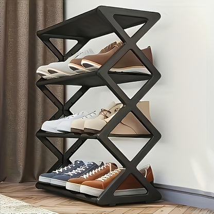 4-Tier Heavy-Duty Shoe Rack - Stainless Steel Load-Bearing Steel Pipes, Space-Saving, Easy to Assemble, Durable Design | Suitable for Entryways and Bedrooms | Modern and Stylish Appearance | Multi-Layer Sneaker Storage with P