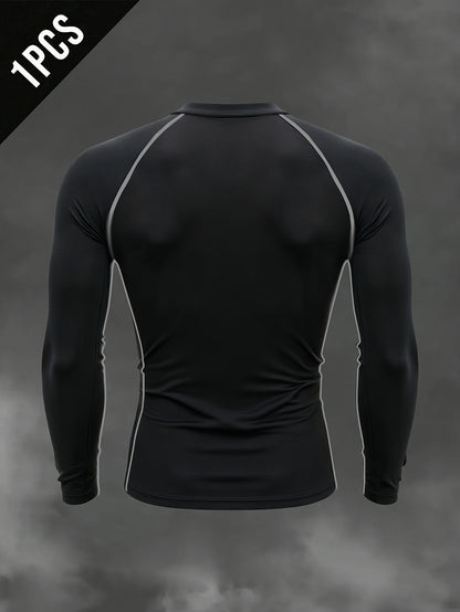 Men's Athletic T-Shirt, Sporty Body-Hugging Fit with High Elasticity, Crew Neck, Long Sleeve, Suitable for Hiking, Jogging, Cycling, and Outdoor Fitness Workouts