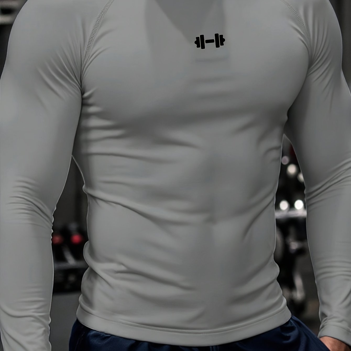 Men's Athletic T-Shirt, Sporty Body-Hugging Fit with High Elasticity, Crew Neck, Long Sleeve, Suitable for Hiking, Jogging, Cycling, and Outdoor Fitness Workouts