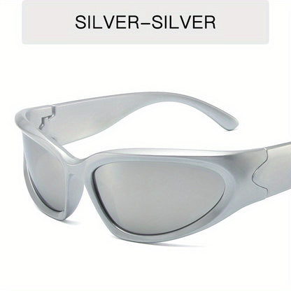 Classic Punk Women Steampunk Oval Wrap Around Mirrored Cycling Eyewear fashion glasses
