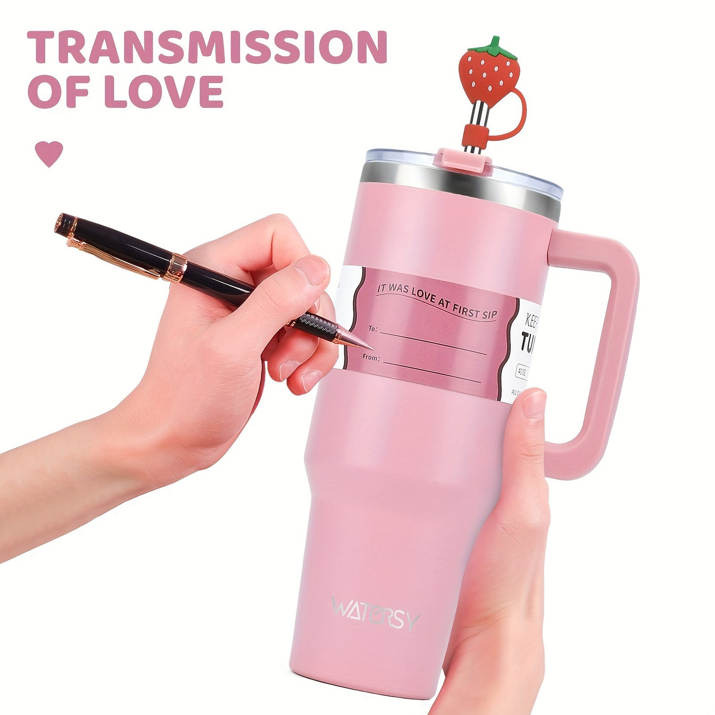1pc of WATERSY 304 Stainless Steel Vacuum Insulated Tumbler, Featuring a Signature Sleeve, Spray-Painted Surface, Dishwasher Safe, Equipped with a 100% Leak-Proof 2 in 1 Straw Lid, Sealed And Leak-Proof, Includes a 304 Stainl