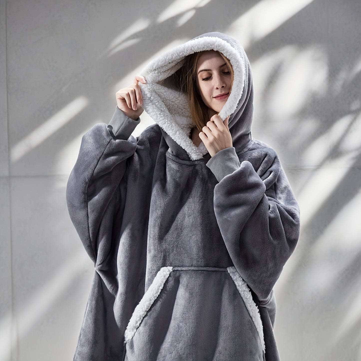 Ultra-Soft Sherpa Velvet Reversible Hoodie with Kangaroo Pocket, Comfortable, Machine Washable, And Wearable Sweatshirt, a Perfect Gift.