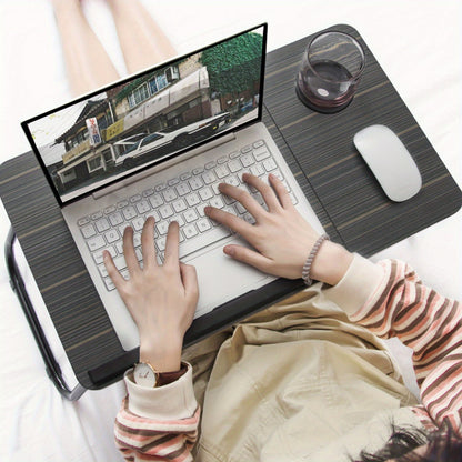 Foldable Laptop Table 55x32x25cm Notebook Table Bedside Table Foldable Notebook Laptop Bed Tray Table for Reading or Breakfast with Cup Holder