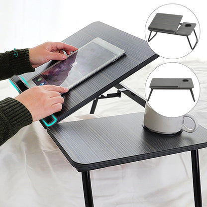 Foldable Laptop Table 55x32x25cm Notebook Table Bedside Table Foldable Notebook Laptop Bed Tray Table for Reading or Breakfast with Cup Holder