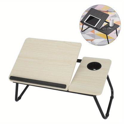 Foldable Laptop Table 55x32x25cm Notebook Table Bedside Table Foldable Notebook Laptop Bed Tray Table for Reading or Breakfast with Cup Holder