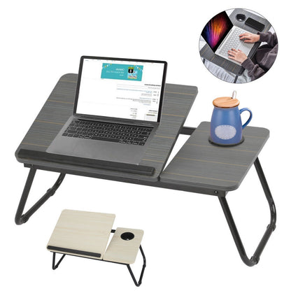 Foldable Laptop Table 55x32x25cm Notebook Table Bedside Table Foldable Notebook Laptop Bed Tray Table for Reading or Breakfast with Cup Holder