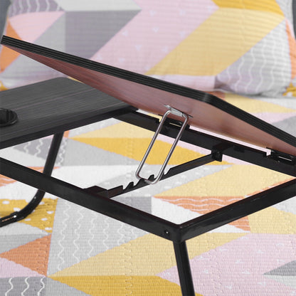 Foldable Laptop Table 55x32x25cm Notebook Table Bedside Table Foldable Notebook Laptop Bed Tray Table for Reading or Breakfast with Cup Holder