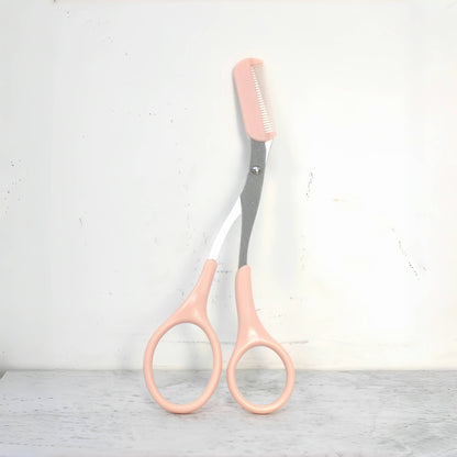 Ambidextrous Eyebrow Trimmer with Built-In Comb - Stainless Steel Precision Grooming Scissors for Perfect Brows, Unscented Metal Tool