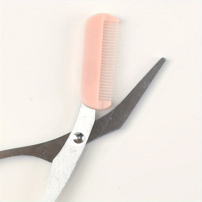 Ambidextrous Eyebrow Trimmer with Built-In Comb - Stainless Steel Precision Grooming Scissors for Perfect Brows, Unscented Metal Tool