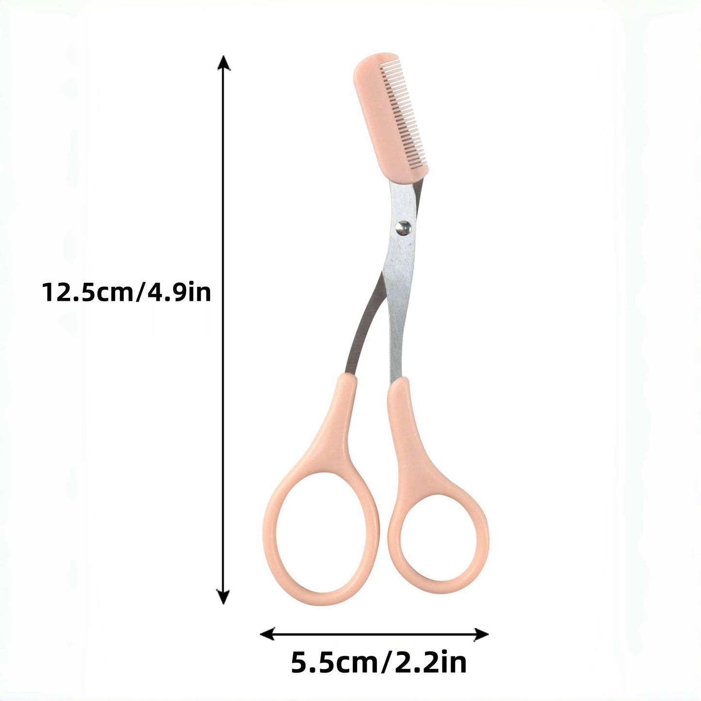 Ambidextrous Eyebrow Trimmer with Built-In Comb - Stainless Steel Precision Grooming Scissors for Perfect Brows, Unscented Metal Tool