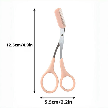 Ambidextrous Eyebrow Trimmer with Built-In Comb - Stainless Steel Precision Grooming Scissors for Perfect Brows, Unscented Metal Tool
