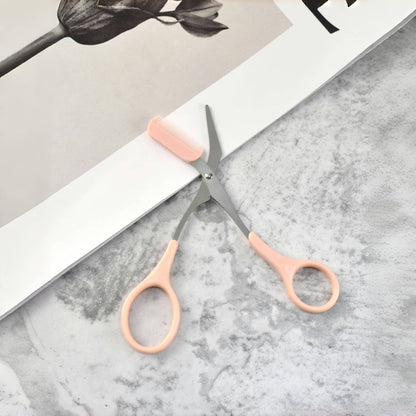 Ambidextrous Eyebrow Trimmer with Built-In Comb - Stainless Steel Precision Grooming Scissors for Perfect Brows, Unscented Metal Tool