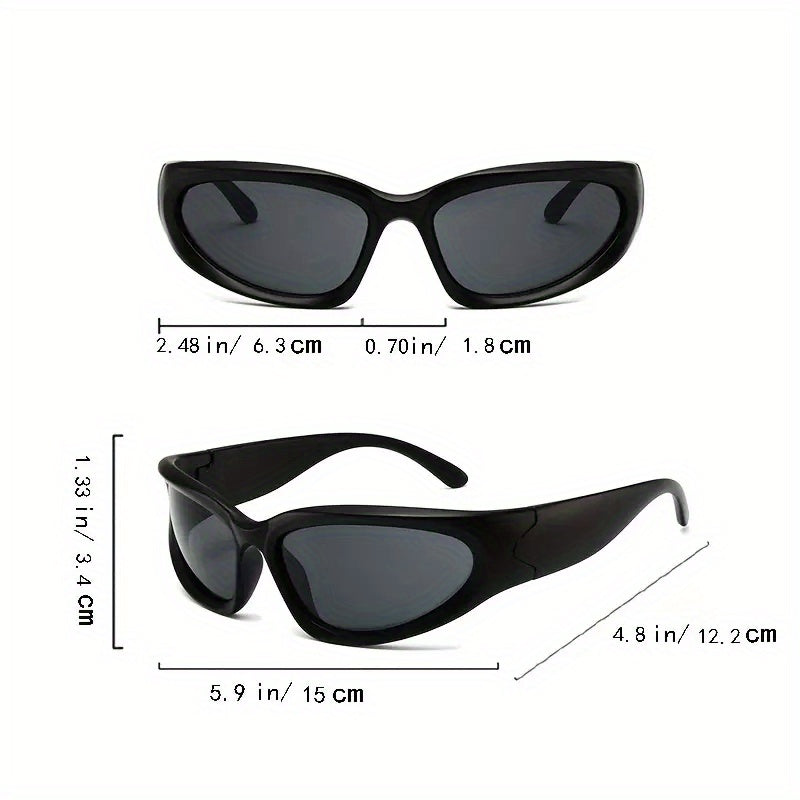 Classic Punk Women Steampunk Oval Wrap Around Mirrored Cycling Eyewear fashion glasses