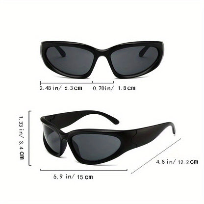 Classic Punk Women Steampunk Oval Wrap Around Mirrored Cycling Eyewear fashion glasses
