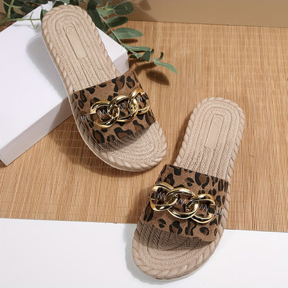 New Women's Leopard Print Cool Slippers, Lightweight EVA Outsole, Wear Leisure and Entertainment Vacation Beach Birthday Gift Slippers, Women Shoes