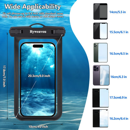 2 Pack 17.78 cm Phone | For iPhone16Pro 15 14 13 12 11 Pro Max XS Plus for galaxy Phone, PVC Dry Bags for Diving, Swimming, Snorkeling and Beach Adventures
