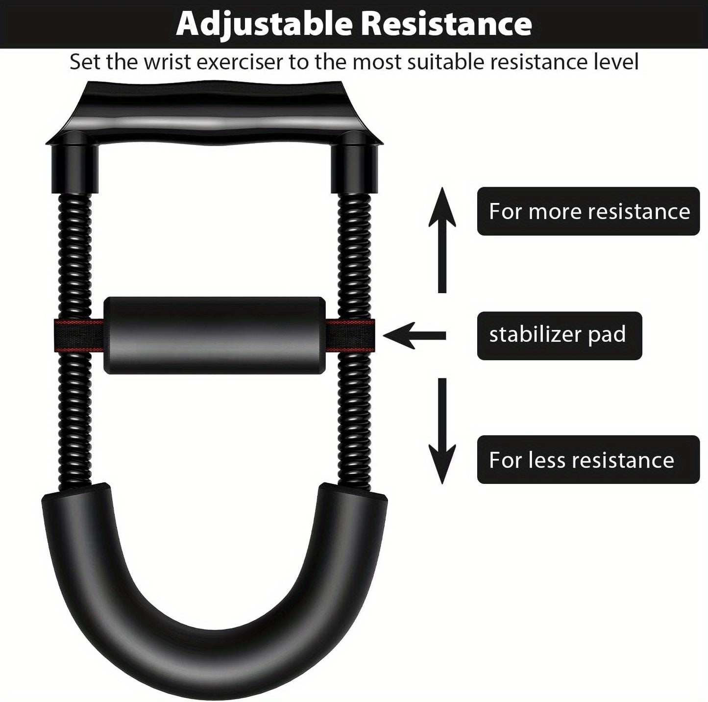 Adjustable Wrist Strengthener & Grip Trainer - Heavy-Duty Stainless Steel Forearm & Hand Workout Equipment for Athletes, Musicians, Injury Recovery - Portable Home Gym Fitness Tool, Black, Muscle Trainer, Ergonomic Design, No